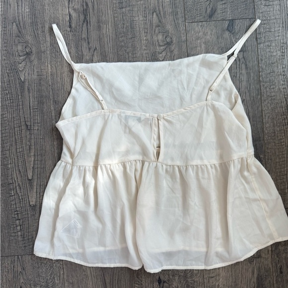 American Eagle Bubble Hem Cream Silky Tank Top - Picture 5 of 5
